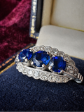 Estate Platinum Ring with Sapphire and Diamonds, a rare find