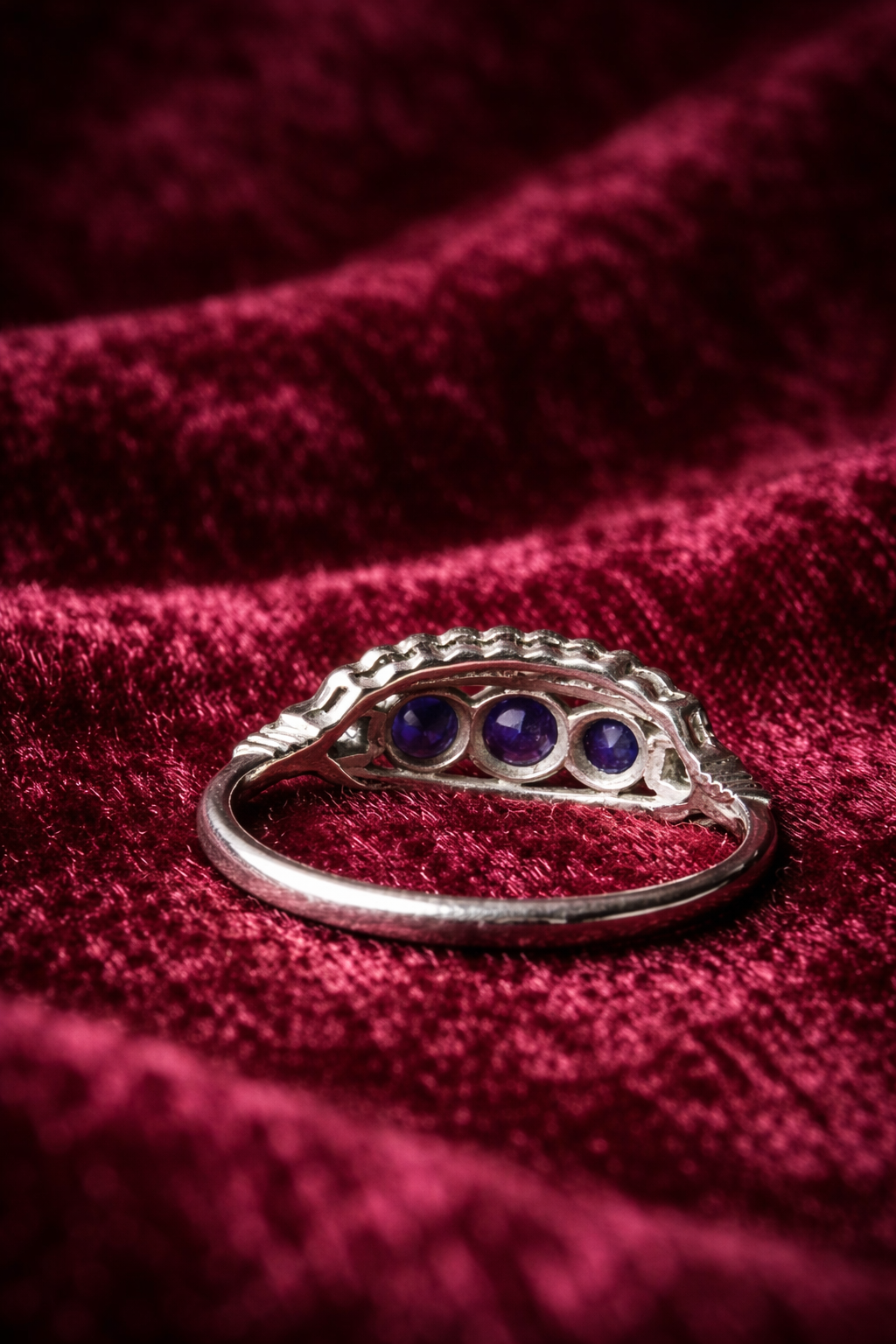 Estate Platinum Ring with Sapphire and Diamonds, a rare find
